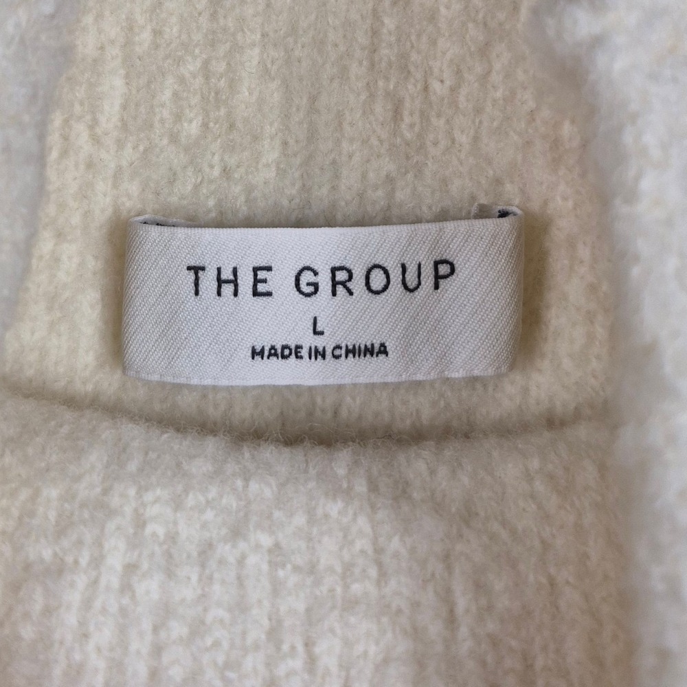Aritzia The Group 100% Wool Mock Neck Boucle Boxy Sweater Cream Large 122817 - Picture 4 of 8